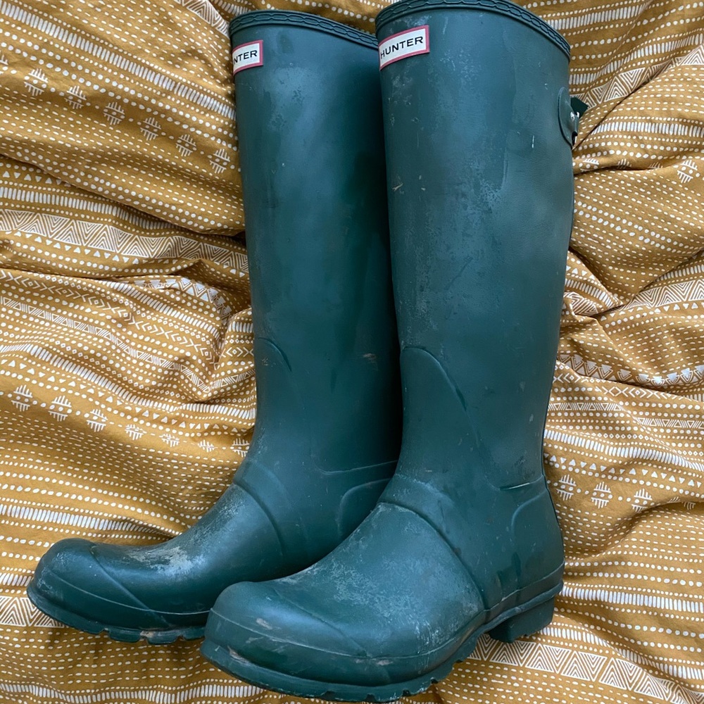 Green Tall Wide Calf Hunter Boots